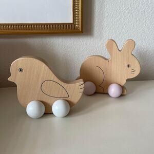 Hallmark Wooden Push Toys Bunny And Baby Chick Pair for Nursery